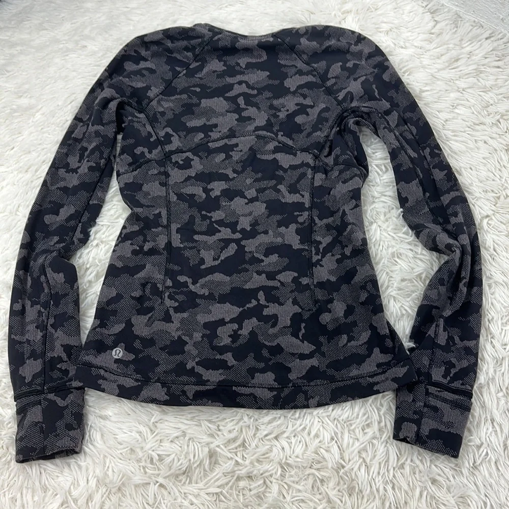 Lululemon Runderful Long Sleeve Heritage Camo Jacquard Black Lunar Rock